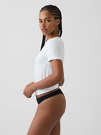 SoftMade Organic Stretch Cotton Lace-Trim Thong