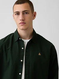 Relaxed Crop Straight-Hem Oxford Shirt