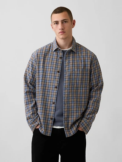 Sunwashed Twill Relaxed Plaid Shirt