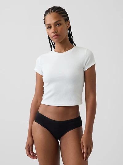 SoftMade Organic Stretch Cotton Lace-Trim Cheeky Hipster