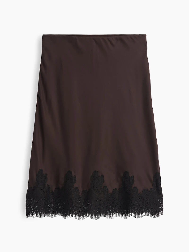 Lace-Hem Easy Knee-Length Skirt