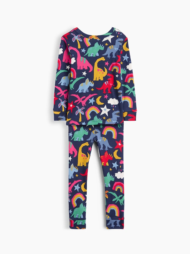 Pyjama en coton biologique brossé à motif de dinosaures arc-en-ciel pour Bébé et Tout-petit