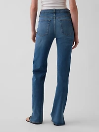 Mid Rise Split-Hem Relaxed Straight Jeans