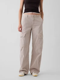 Low Rise Twill Baggy Barrel Cargo Pants