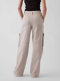 Low Rise Twill Baggy Barrel Cargo Pants