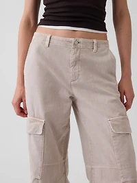 Low Rise Twill Baggy Barrel Cargo Pants