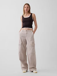 Low Rise Twill Baggy Barrel Cargo Pants