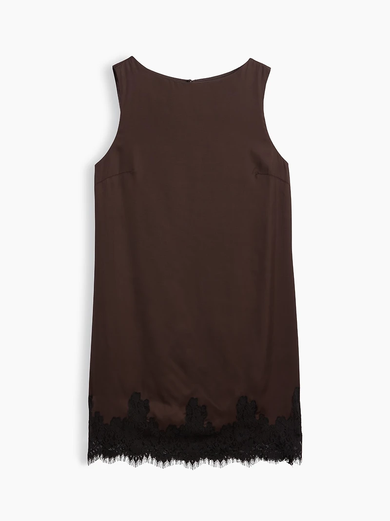 Lace-Hem Mini Shift Dress