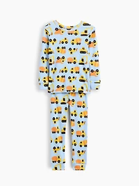 Pyjama en coton biologique brossé à motif de camions construction pour Bébé et Tout-petit