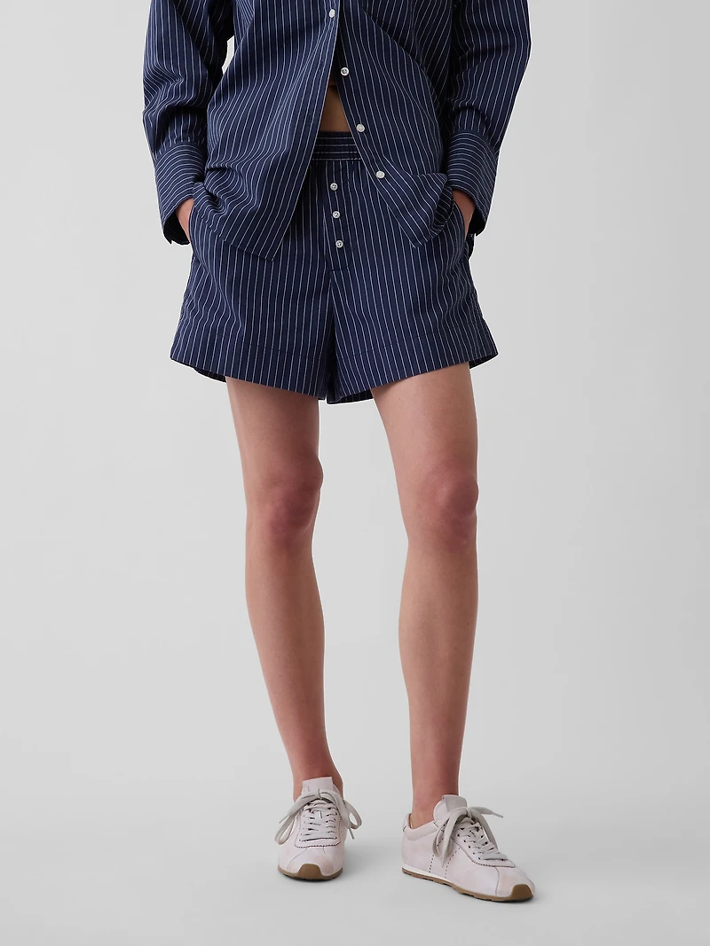 Organic Cotton Poplin Stripe Boxer Shorts
