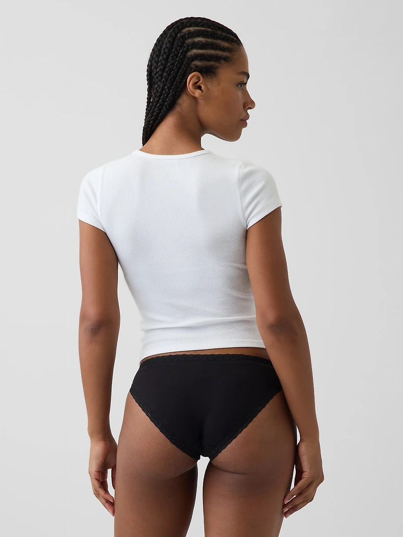 SoftMade Organic Stretch Cotton Lace-Trim Bikini