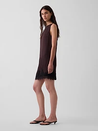 Lace-Hem Mini Shift Dress