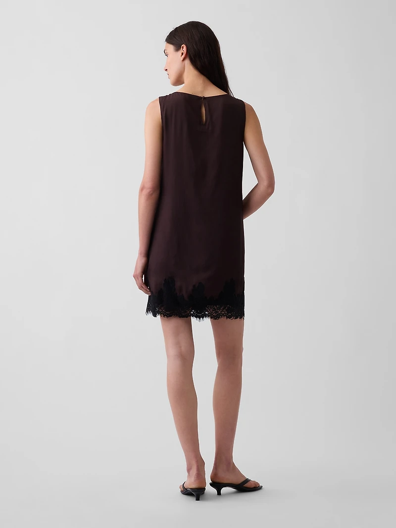 Lace-Hem Mini Shift Dress