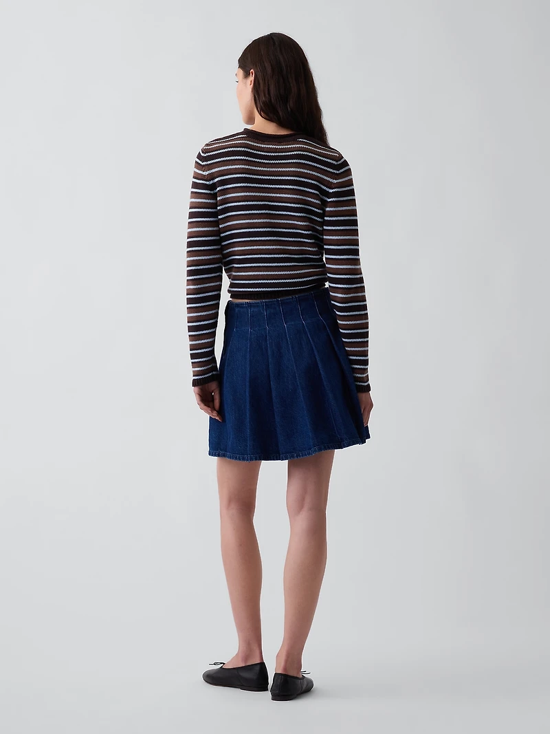 Denim Pleated Mini Skirt