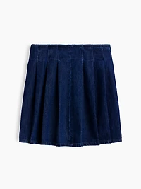 Denim Pleated Mini Skirt