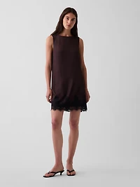Lace-Hem Mini Shift Dress