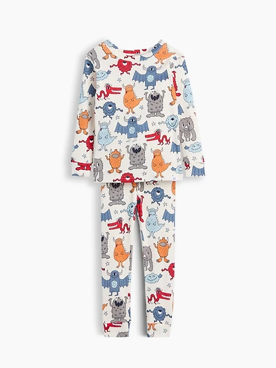 Pyjama en coton biologique brossé à motif de monstres pour Bébé et Tout-petit