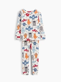 Pyjama en coton biologique brossé à motif de monstres pour Bébé et Tout-petit