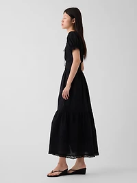 Scoop-Neck Lace-Trim Tiered Maxi Dress