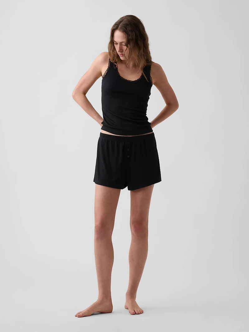 Mini Rib Lace-Trim PJ Tank Top