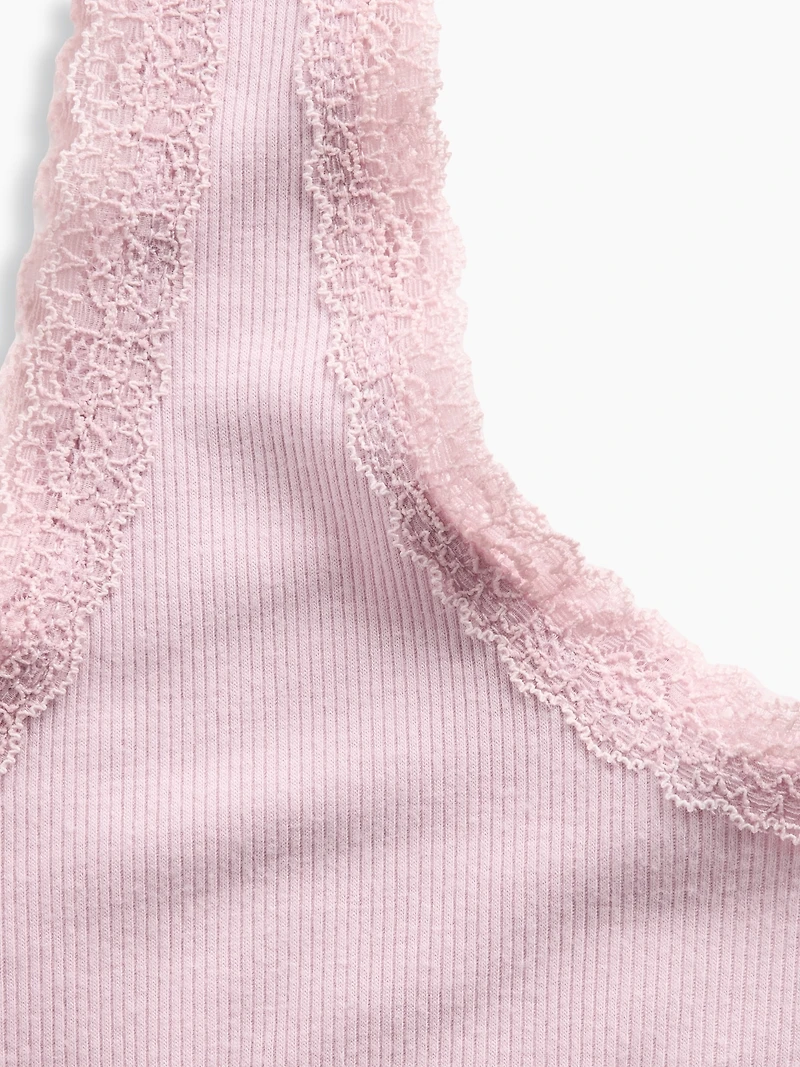 Mini Rib Lace-Trim PJ Tank Top