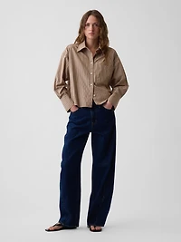 Organic Cotton Poplin Oversized Crop Shirt