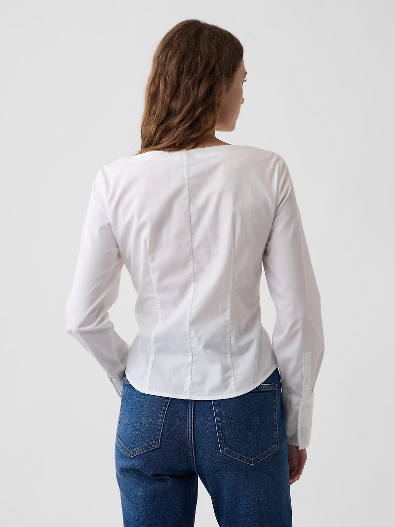 Organic Cotton Poplin Scoop Neck Top