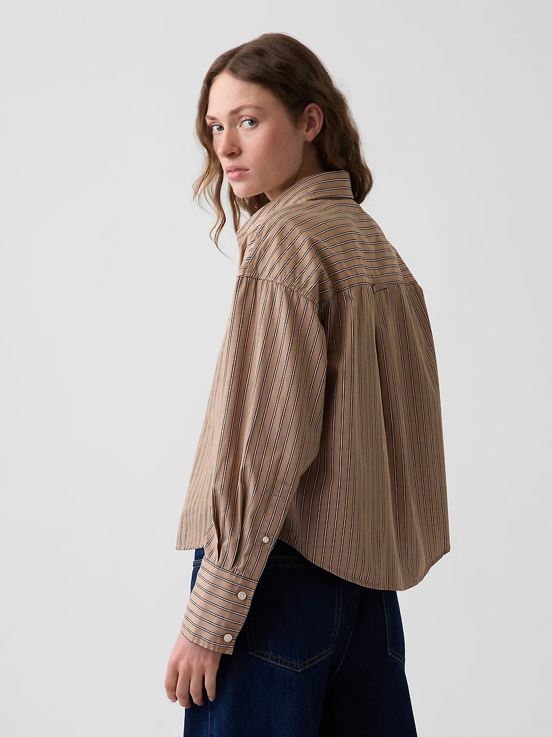 Organic Cotton Poplin Oversized Crop Shirt