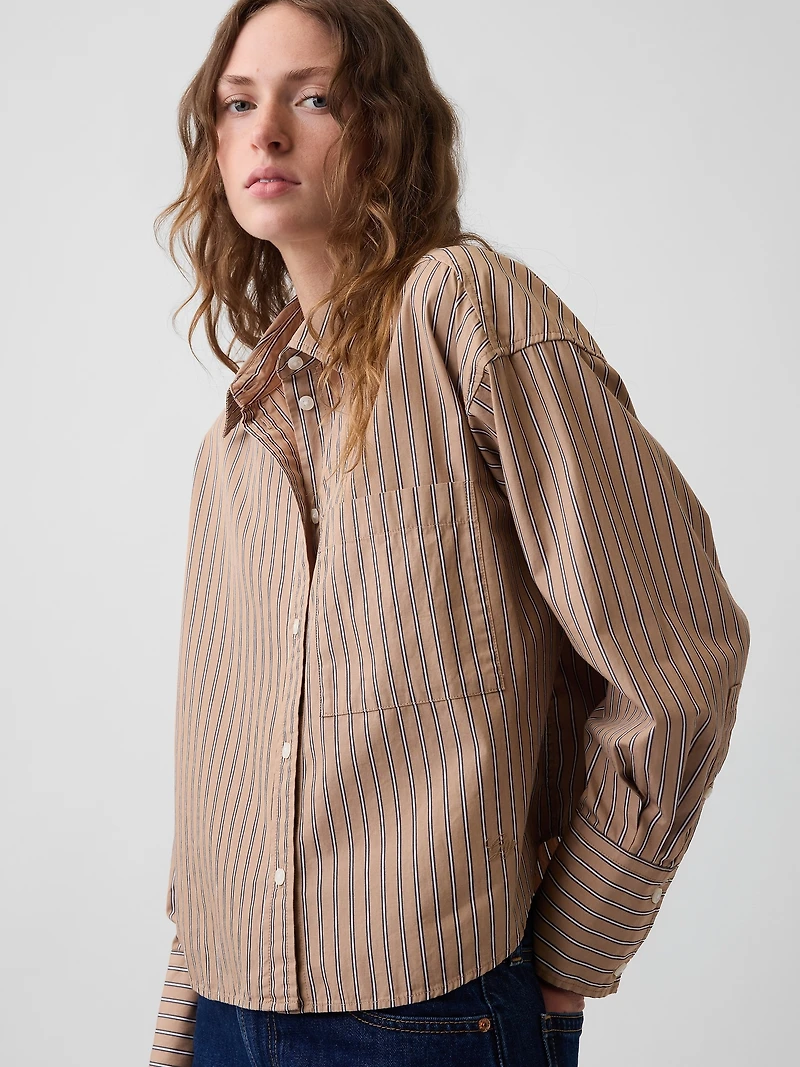 Organic Cotton Poplin Oversized Crop Shirt