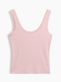 Mini Rib Lace-Trim PJ Tank Top