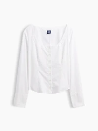 Organic Cotton Poplin Scoop Neck Top
