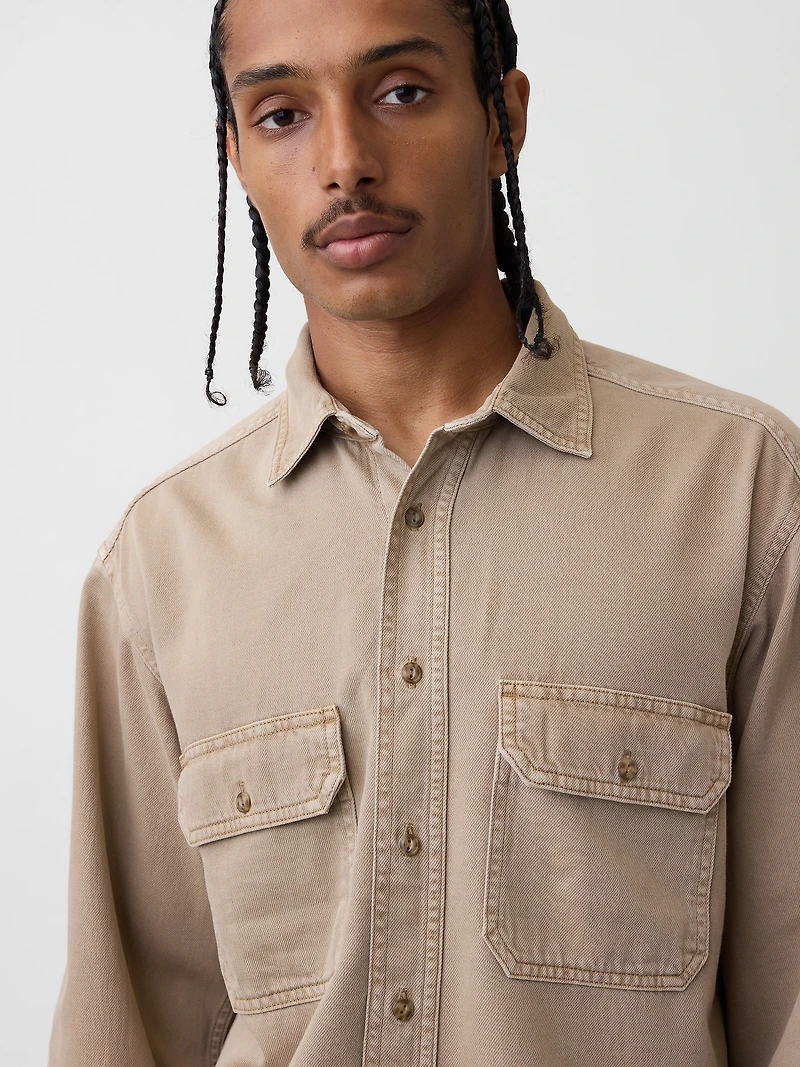 UltraSoft Denim Relaxed Utility Shirt