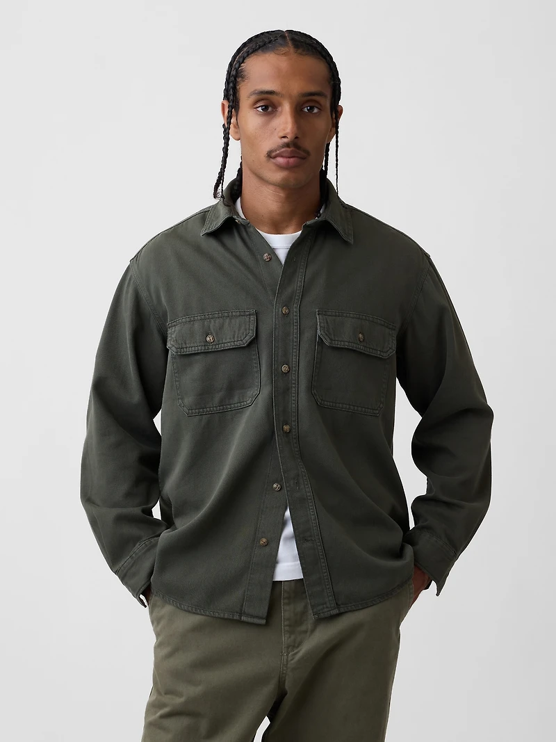 UltraSoft Denim Relaxed Utility Shirt