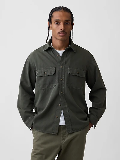 UltraSoft Denim Relaxed Utility Shirt
