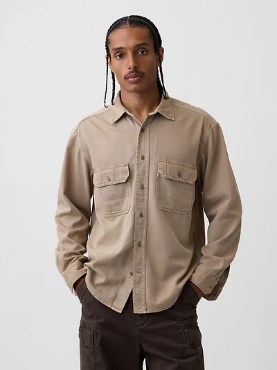 UltraSoft Denim Relaxed Utility Shirt