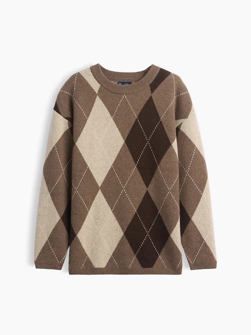 CashSoft Oversized Argyle Sweater