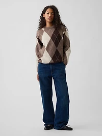 CashSoft Oversized Argyle Sweater