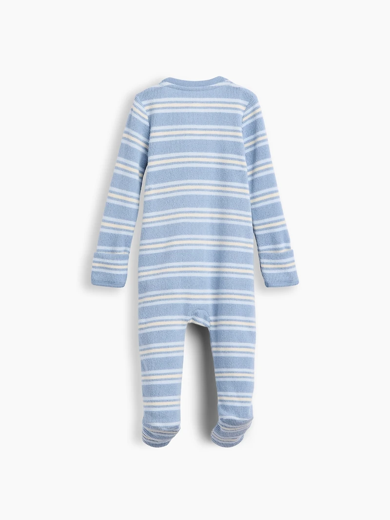 Une-pièce à pieds en tricot gaufré soyeux pour Bébé