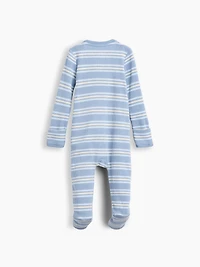 Une-pièce à pieds en tricot gaufré soyeux pour Bébé