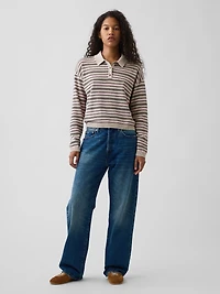 100% Cotton Relaxed Polo Shirt Sweater