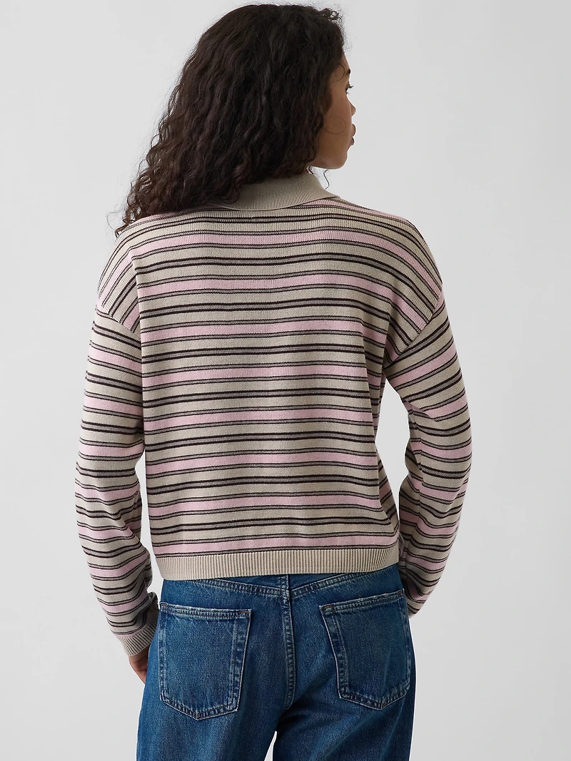 100% Cotton Relaxed Polo Shirt Sweater