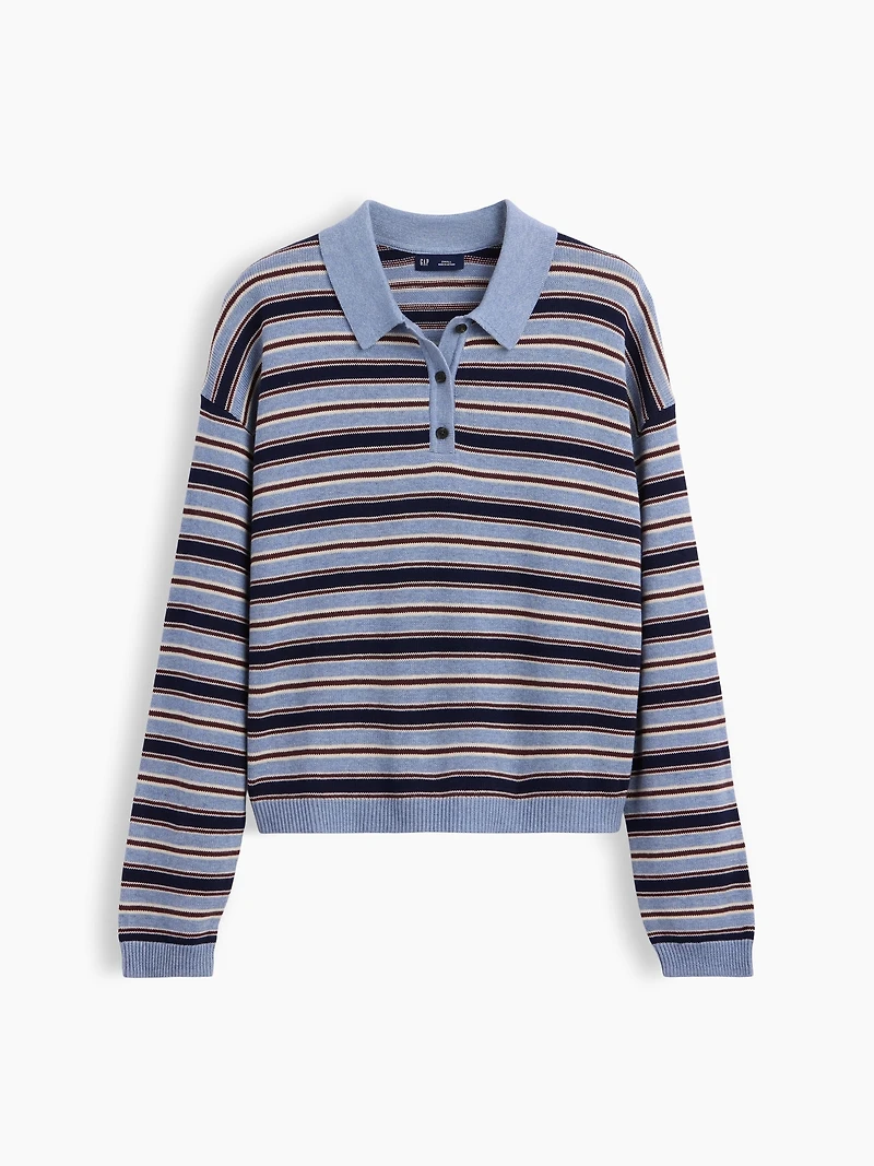 100% Cotton Relaxed Polo Shirt Sweater