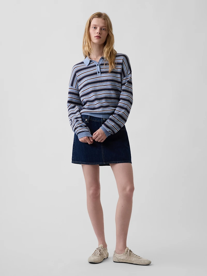 100% Cotton Relaxed Polo Shirt Sweater