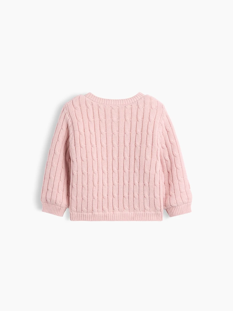 Cardigan en tricot torsadé à doublure sherpa pour Béb
