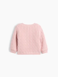 Cardigan en tricot torsadé à doublure sherpa pour Béb