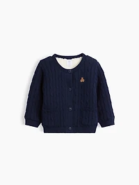 Cardigan en tricot torsadé à doublure sherpa pour Béb