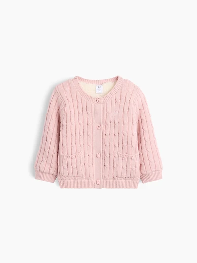 Cardigan en tricot torsadé à doublure sherpa pour Béb