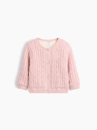Cardigan en tricot torsadé à doublure sherpa pour Béb