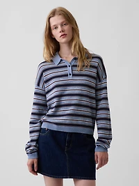 100% Cotton Relaxed Polo Shirt Sweater