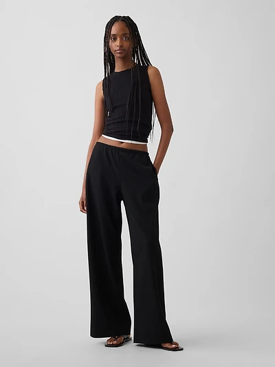 Brushed Twill Easy Wide-Leg Pants